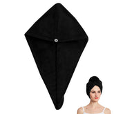 Kuber Industries Hair Wrapper|Hair-Drying Bathrobe Turban Towel|Stretchy Microfiber Quick Absorbent Hair Dry Salon Towel (Black)